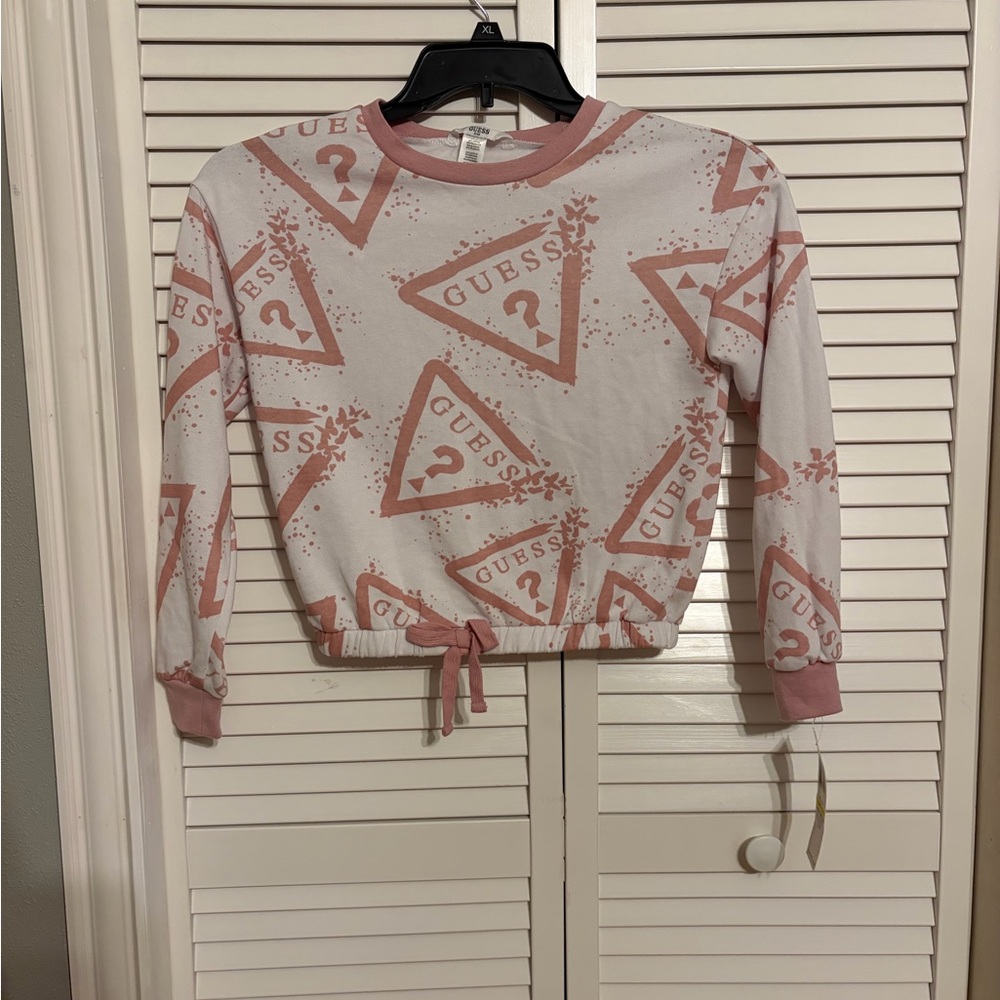 GUESS Girls Pink and White  Sweatshirt